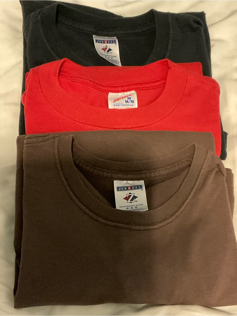 🔴 Vintage 90s Jerzees Heavyweight Blend Blank T-Shirt Bundle - Lot Of 3 Size M